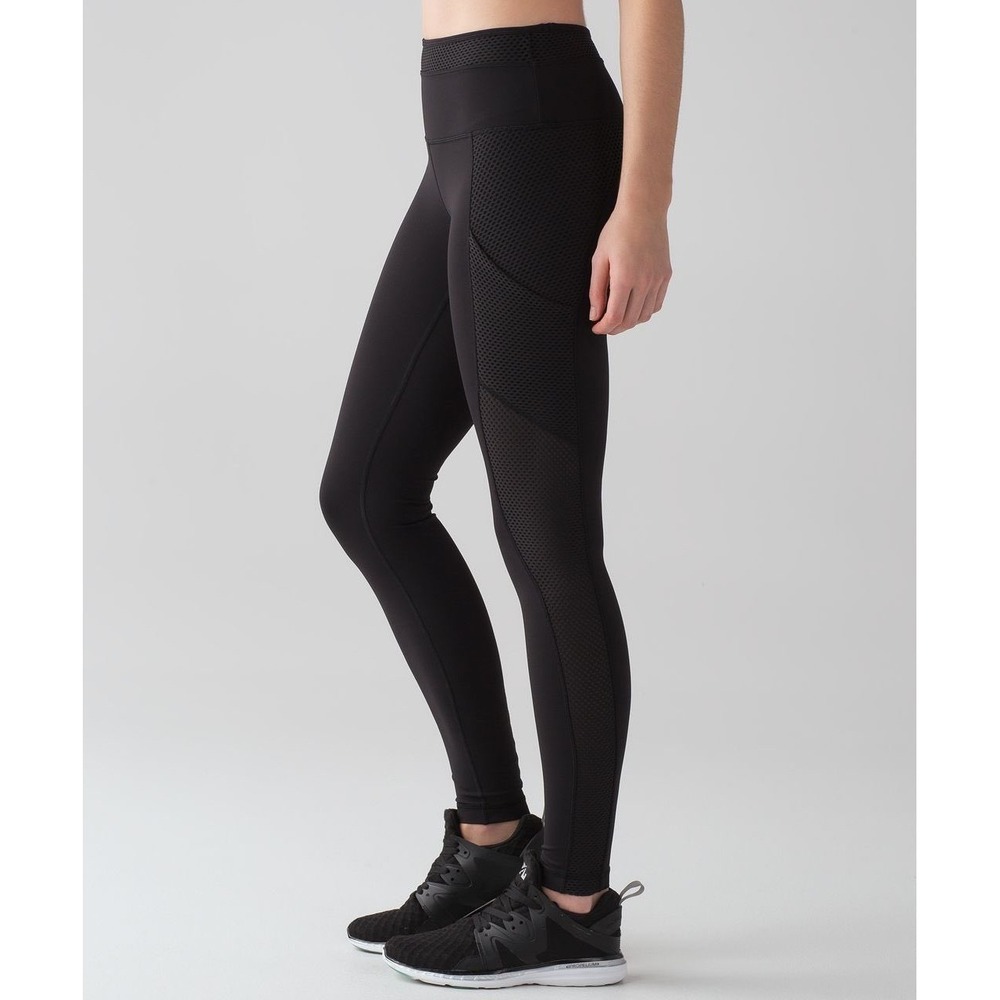 Lululemon Leggings Full Length 28" Pockets Women's 4 Black Compression Athletic‎